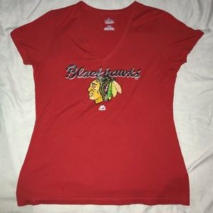 Women’s Chicago Blackhawks glitter t-shirt
